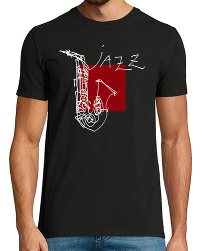 Camiseta Saxo jazz blanco 2 - latostadora.com - Modalova