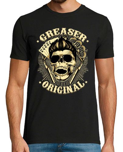 Camiseta Camiseta Rocker Rockabilly Style Skull Biker Vintage Rock and Roll - latostadora.com - Modalova