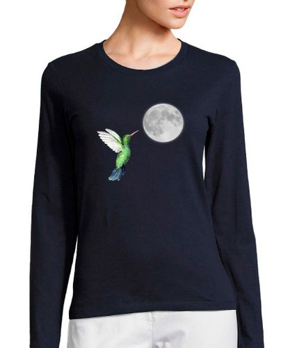 Camiseta Mujer Manga Larga Luna y colibrí laTostadora - latostadora.com - Modalova