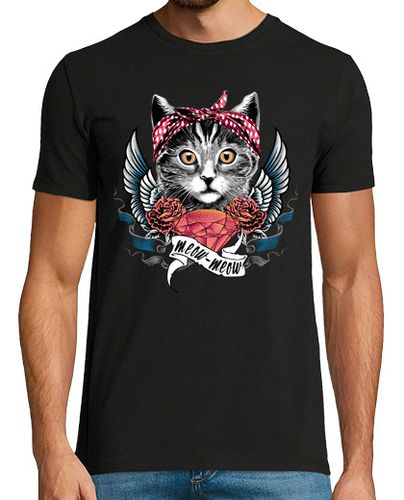 Camiseta Camiseta Gata Con Diamante Kitten Rosas Rojas y Alas Amor Animales Mascotas Gatos - latostadora.com - Modalova