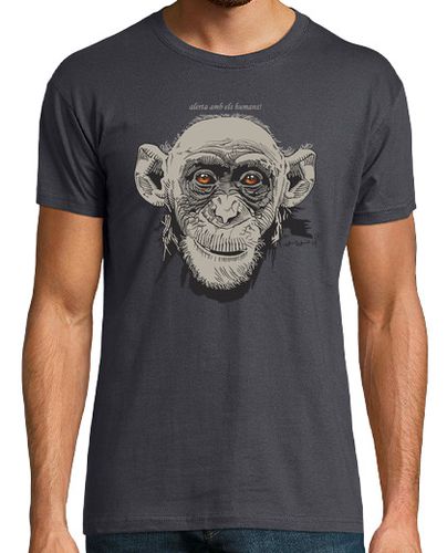 Camiseta Hombre Manga Corta Planeta Tierra - Mono en gris laTostadora - latostadora.com - Modalova