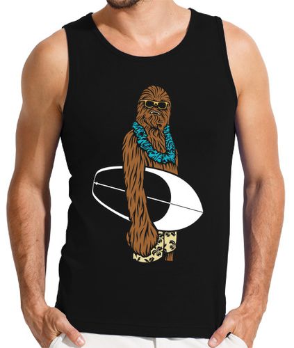 Camiseta Hombre Sin Mangas Wookiee Chewbacca Surfero Con Tabla De Surf Star Wars laTostadora - latostadora.com - Modalova