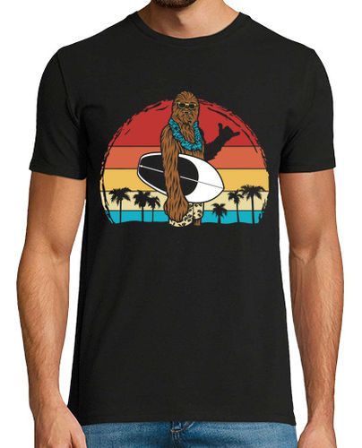 Camiseta Chewbacca en la playa haciendo surf - latostadora.com - Modalova