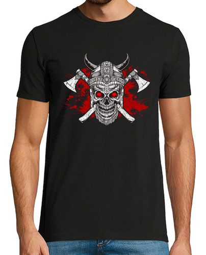 Camiseta Calavera Y Hachas Sangre Vikinga Runas Odin Ragnar Valhalla Thor Vikingos - latostadora.com - Modalova