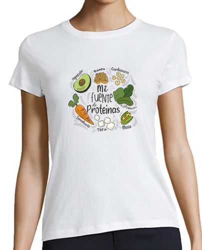 Camiseta mujer Camiseta mujer vegana con la frase Mi fuente de proteínas - latostadora.com - Modalova