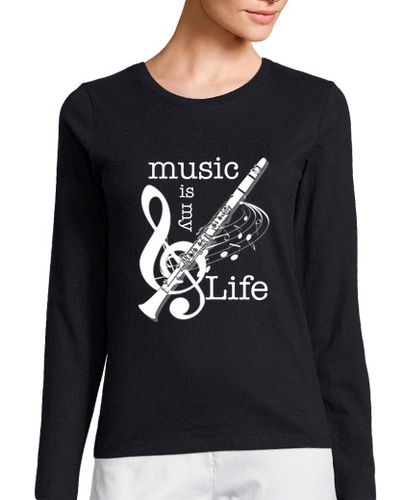 Camiseta Mujer Manga Larga Music is my Life - Clarinete laTostadora - latostadora.com - Modalova