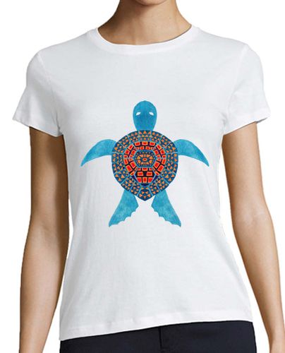 Camiseta mujer la tortuga marina azul tribal - latostadora.com - Modalova