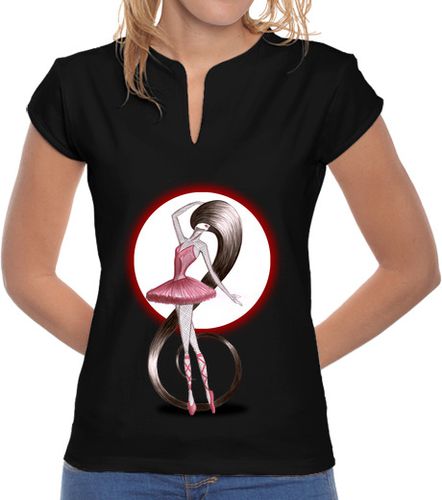 Camiseta mujer Mujer, cuello mao, negra - latostadora.com - Modalova