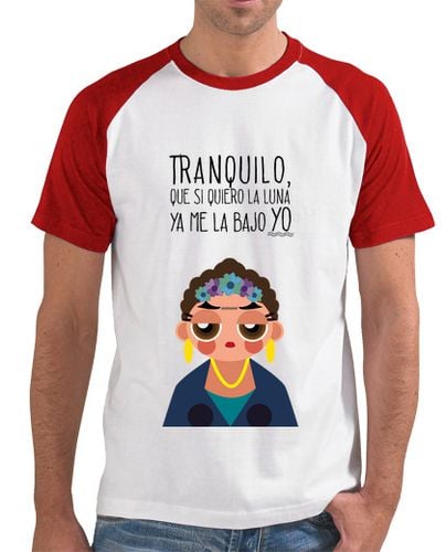 Camiseta Hombre Estilo Béisbol Frida se baja la luna (LizzyDizzy) laTostadora - latostadora.com - Modalova