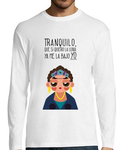 Camiseta Hombre Manga Larga Frida se baja la luna (LizzyDizzy) laTostadora - latostadora.com - Modalova