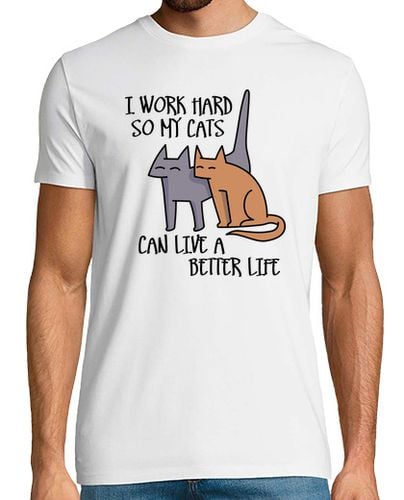 Camiseta Hombre Manga Corta I work hard so my cats can live a better life laTostadora - latostadora.com - Modalova