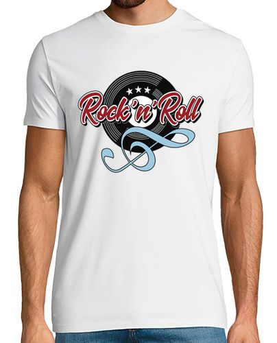 Camiseta Hombre Manga Corta Camiseta Música Rock n Roll Vinilo Clave Sol laTostadora - latostadora.com - Modalova