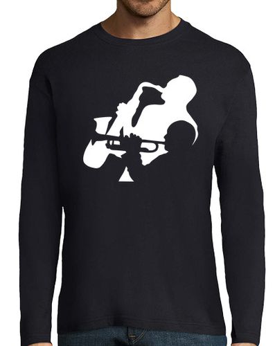 Camiseta Hombre Manga Larga músicos de trompeta y saxofón de jazz laTostadora - latostadora.com - Modalova