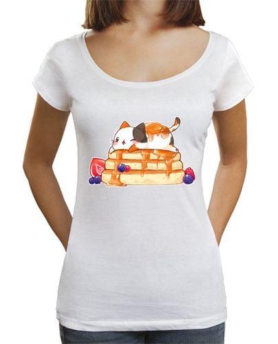 Camiseta Mujer Cuello Ancho Loose Fit Pancake Cat laTostadora - latostadora.com - Modalova