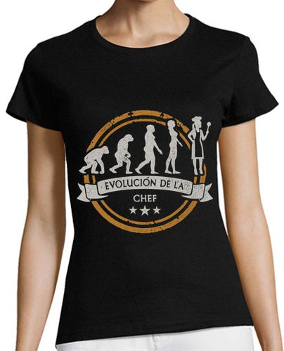 Camiseta Mujer Manga Corta Evolución De La Chef Cocinera Comida Cocina Restaurante laTostadora - latostadora.com - Modalova