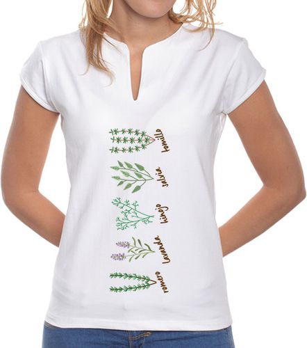Camiseta mujer Plantas aromáticas Mujer, cuello mao, blanca - latostadora.com - Modalova