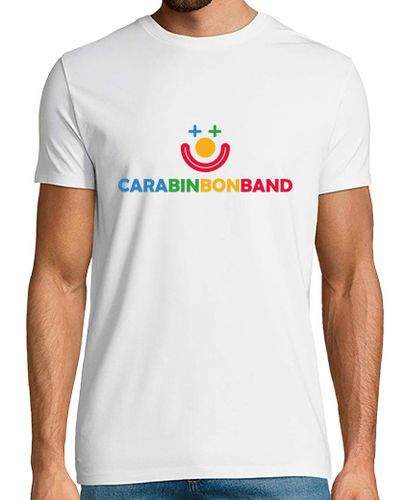 Camiseta CARA BIN BON BAND - Hombre, manga corta, blanco, calidad extra - Logo CARA BIN BON BAND - latostadora.com - Modalova