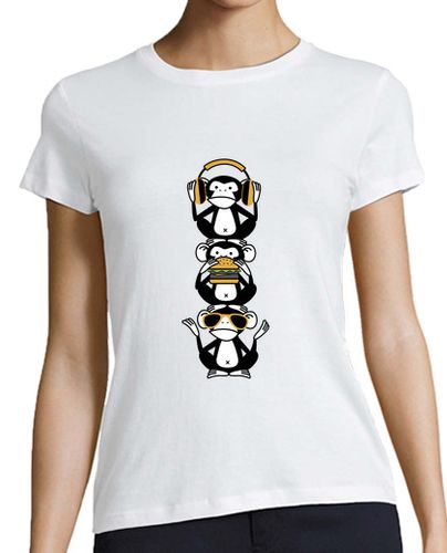 Camiseta mujer tres monos sabios - totem 3 monos diver - latostadora.com - Modalova