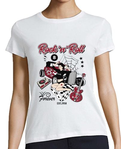 Camiseta Mujer Manga Corta Camiseta Retro Pin up Rockabilly Hot Rod 50s laTostadora - latostadora.com - Modalova