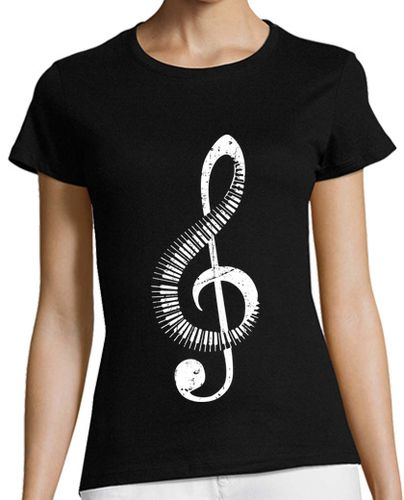 Camiseta Mujer Manga Corta Clave De Sol Piano laTostadora - latostadora.com - Modalova