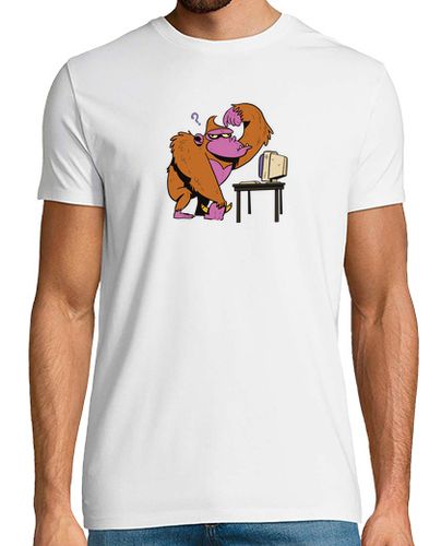 Camiseta Mono con un ordenador - latostadora.com - Modalova