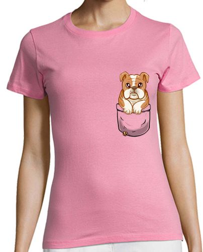 Camiseta Mujer Manga Corta bulldog inglés lindo bolsillo - camisa de mujer laTostadora - latostadora.com - Modalova