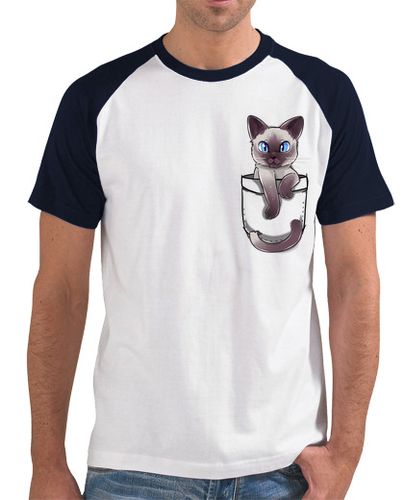 Camiseta bolsillo lindo gato siamés - béisbol de los hombres - latostadora.com - Modalova