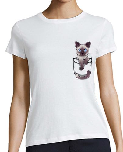Camiseta mujer bolsillo lindo gato siamés - mujer de béisbol - latostadora.com - Modalova