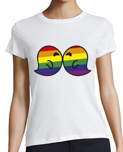 Camiseta mujer Gaysper Kiss. Mujer, estilo béisbol, blanca y turquesa - latostadora.com - Modalova