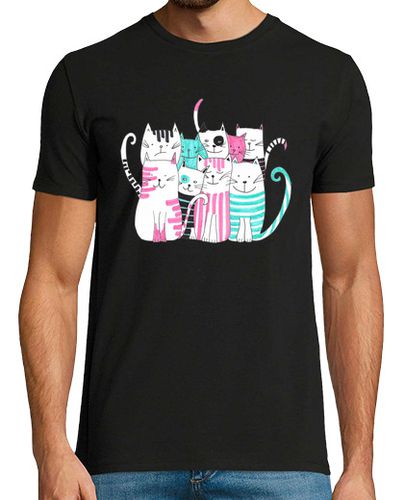 Camiseta Hombre Manga Corta camiseta de rayas para hombre de 9 gatos clásica. laTostadora - latostadora.com - Modalova