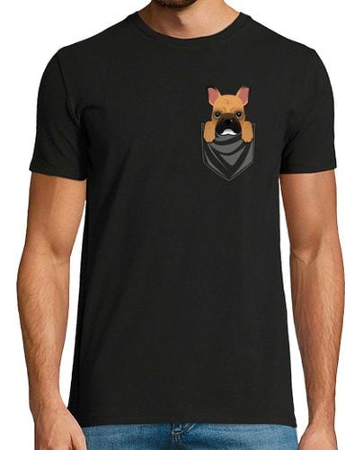 Camiseta Hombre Manga Corta Perro Bulldog Francés Marrón Bolsillo laTostadora - latostadora.com - Modalova