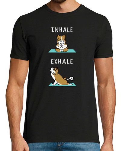 Camiseta Perro Bulldog Inglés Yoga Inhale Exhale laTostadora - latostadora.com - Modalova