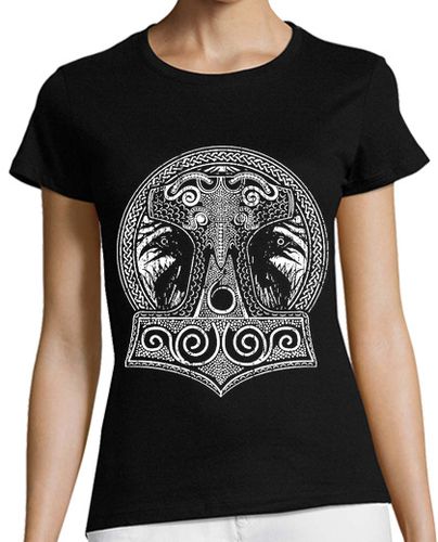 Camiseta Mujer Manga Corta Mjolnir - Martillo de Thor (Vikings) laTostadora - latostadora.com - Modalova