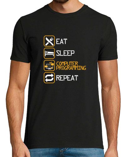Camiseta comer dormir programación de computadoras repetir programador codificador codificación encriptación - latostadora.com - Modalova