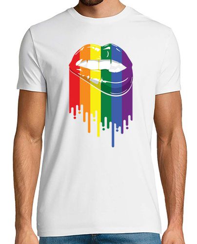 Camiseta retro ilustración de mordida de labios lesbiana bisexual lindas lgbtqa arcoíris gráfico hombres muje - latostadora.com - Modalova