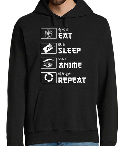 Sudadera Con Capucha Para Hombre Eat Sleep Anime Repeat laTostadora - latostadora.com - Modalova