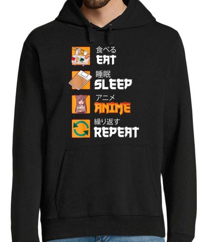 Sudadera Con Capucha Para Hombre Eat Sleep Anime Repeat Humor laTostadora - latostadora.com - Modalova