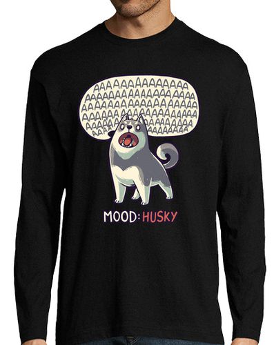 Camiseta Hombre Manga Larga Mood Husky Perro Meme Aullando laTostadora - latostadora.com - Modalova