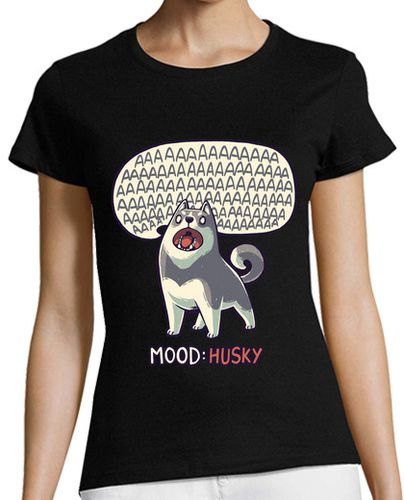 Camiseta Mujer Manga Corta Mood Husky Perro Meme Aullando laTostadora - latostadora.com - Modalova