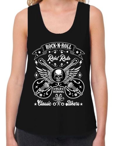 Camiseta Mujer Tirantes Loose Fit Bikers Rockabilly Rockers Guitarras Calaveras Rock and Roll Skull laTostadora - latostadora.com - Modalova