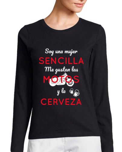 Camiseta Mujer Manga Larga Mujer sencilla - Motos y cerveza laTostadora - latostadora.com - Modalova