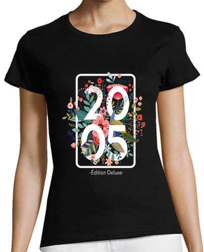 Camiseta mujer hermoso regalo de cumpleaños de 16 años para niña nacida en 2005 fecha de lujo en francés diseño grá - latostadora.com - Modalova