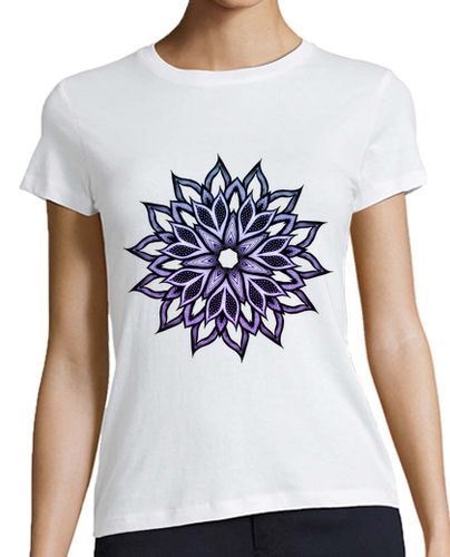 Camiseta Mujer Manga Corta flor mandala azul violeta arte abstract laTostadora - latostadora.com - Modalova