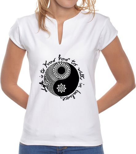 Camiseta mujer Camiseta Ying Yang Mujer, cuello mao, blanca, camiseta Mandala - latostadora.com - Modalova