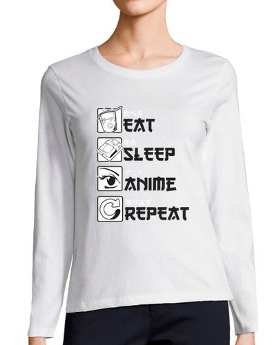 Camiseta Mujer Manga Larga regalo de anime divertido comer dormir laTostadora - latostadora.com - Modalova