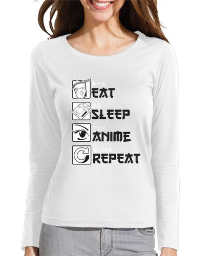 Camiseta mujer regalo de anime divertido comer dormir - latostadora.com - Modalova