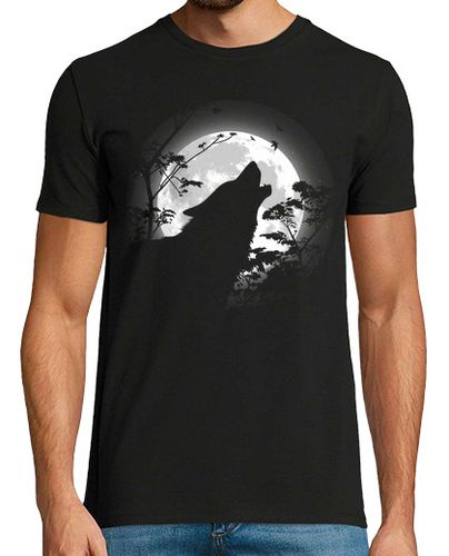 Camiseta Hombre Manga Corta Lobo aullando bajo la luna laTostadora - latostadora.com - Modalova