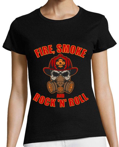 Camiseta mujer fuego humo y rock and roll bombero - latostadora.com - Modalova