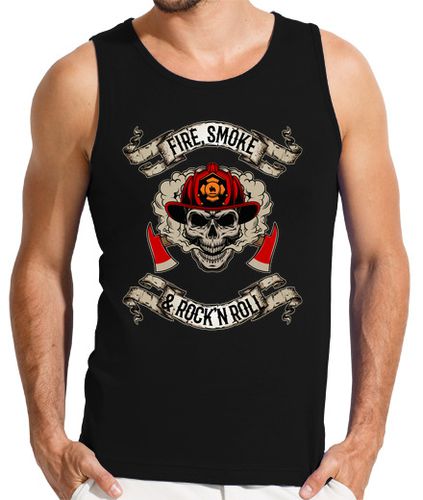 Camiseta Hombre Sin Mangas fuego humo y rock and roll bombero laTostadora - latostadora.com - Modalova