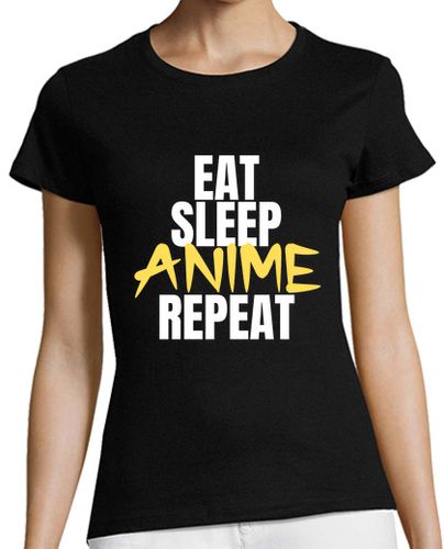 Camiseta mujer comer dormir anime repetir - manga otak - latostadora.com - Modalova